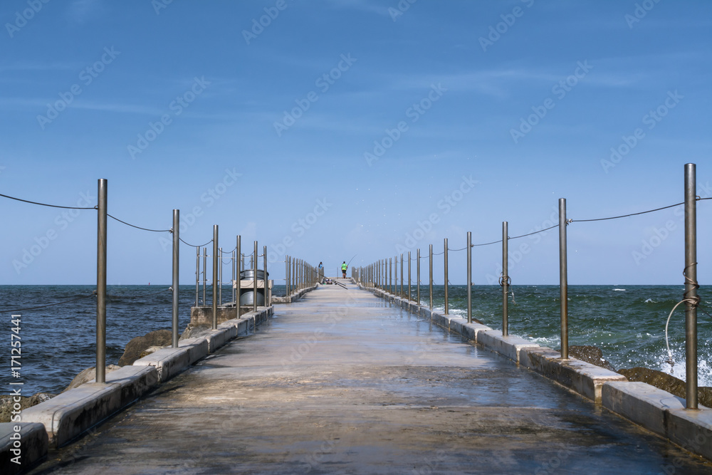 Fototapeta premium En el muelle están pescando.