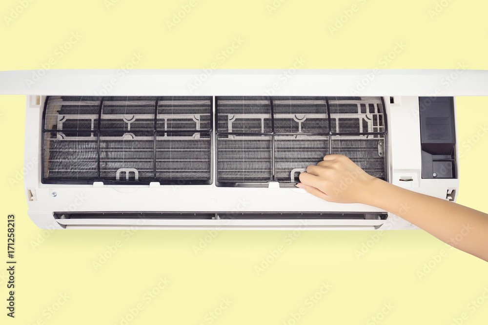 Fototapeta premium Air conditioner and cleaning work.