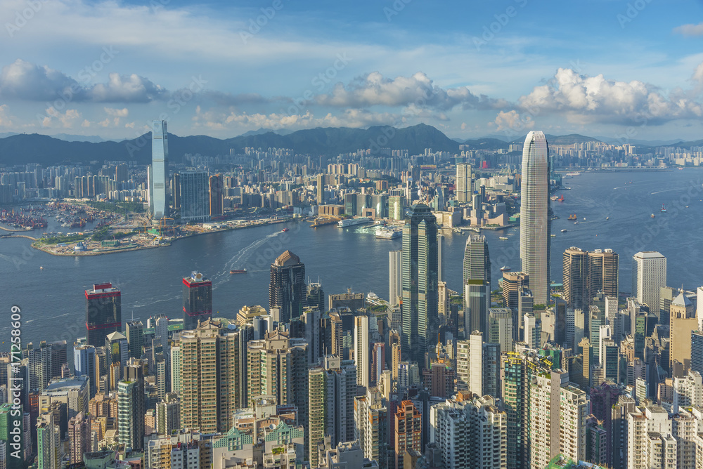 Obraz premium Victoria harbor of Hong Kong City