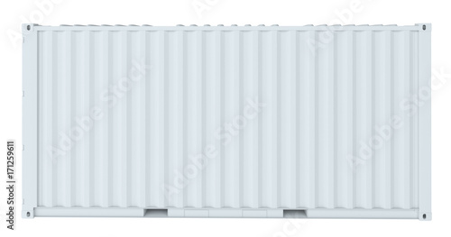 White cargo container. Side view
