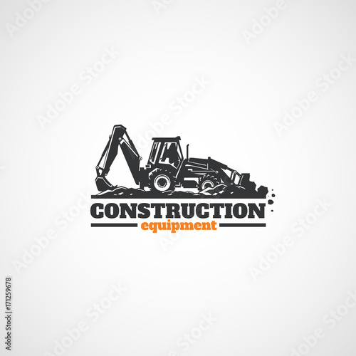 Construction Tractor excavator and Stones in the bucket.