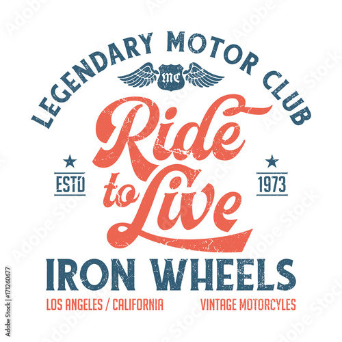 Ride To Live - Tee Design For Print