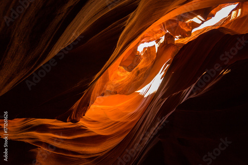 Abstract red sandstone shapes in Antelope Canyon, Arizona