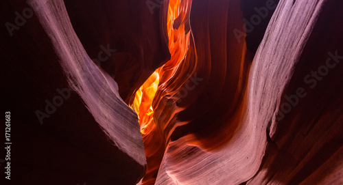 Abstract red sandstone shapes in Antelope Canyon, Arizona