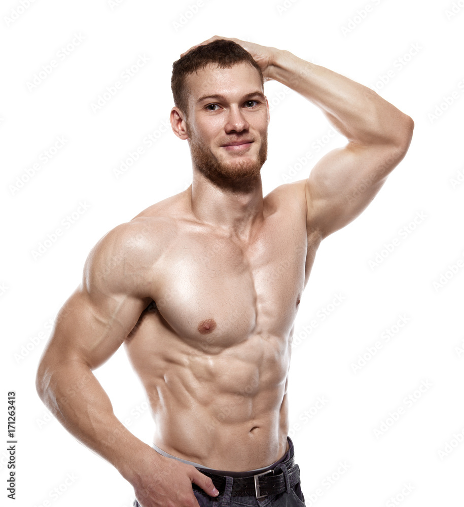 Portrait of a muscular male model isolated on white Portrait of a muscular male model isolated on white