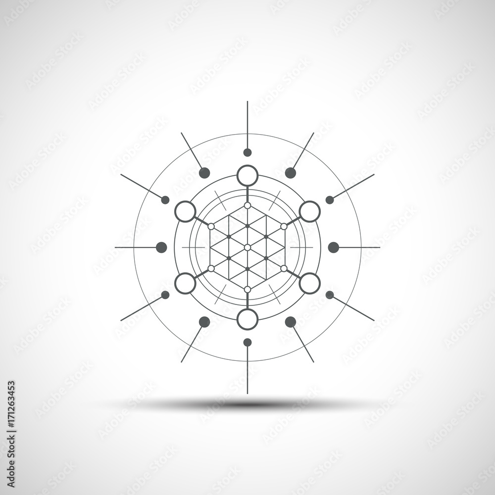 Sacred geometry element. Hexagonal element. Geometrical sign with shadow. Sacred geometry element. Hexagonal element. Geometrical sign with shadow.