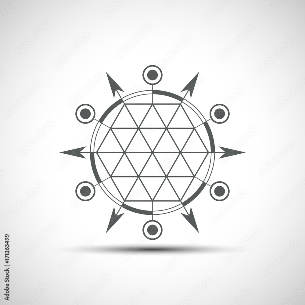 Sacred geometry element. Hexagonal element. Geometrical sign with shadow. Sacred geometry element. Hexagonal element. Geometrical sign with shadow.