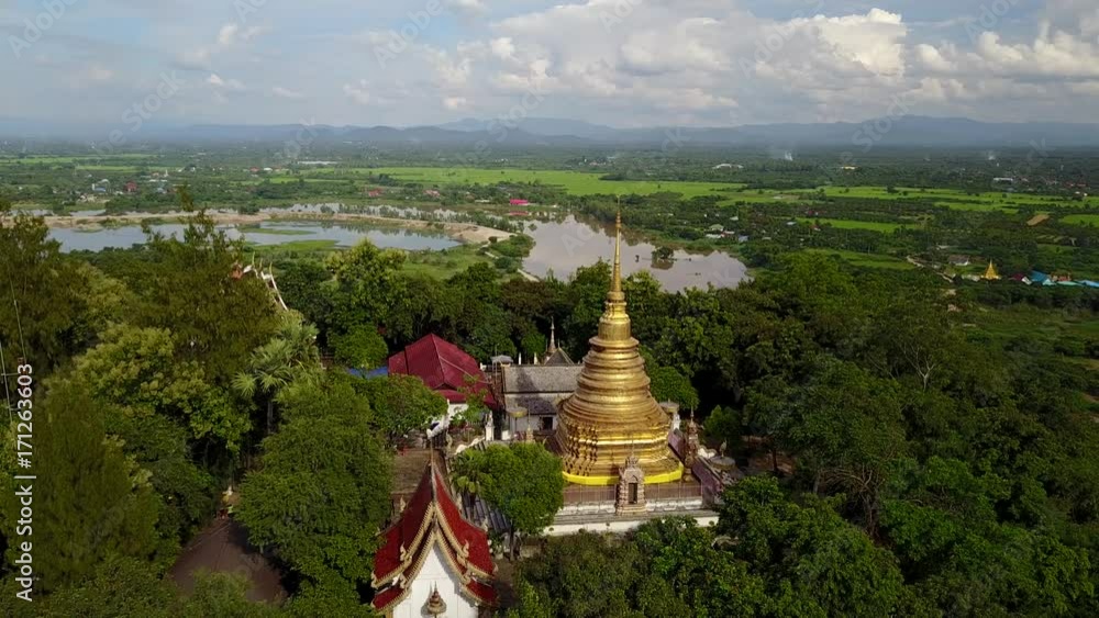 Aerial view at Wat Phra That Doi Noi temple in Chiangmai, Thailand. Aerial view at Wat Phra That Doi Noi temple in Chiangmai, Thailand.