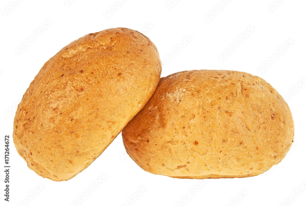 Two buns isolated on white background Two buns isolated on white background