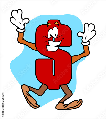 Happy Cartoon Dollar Symbol Vector Character