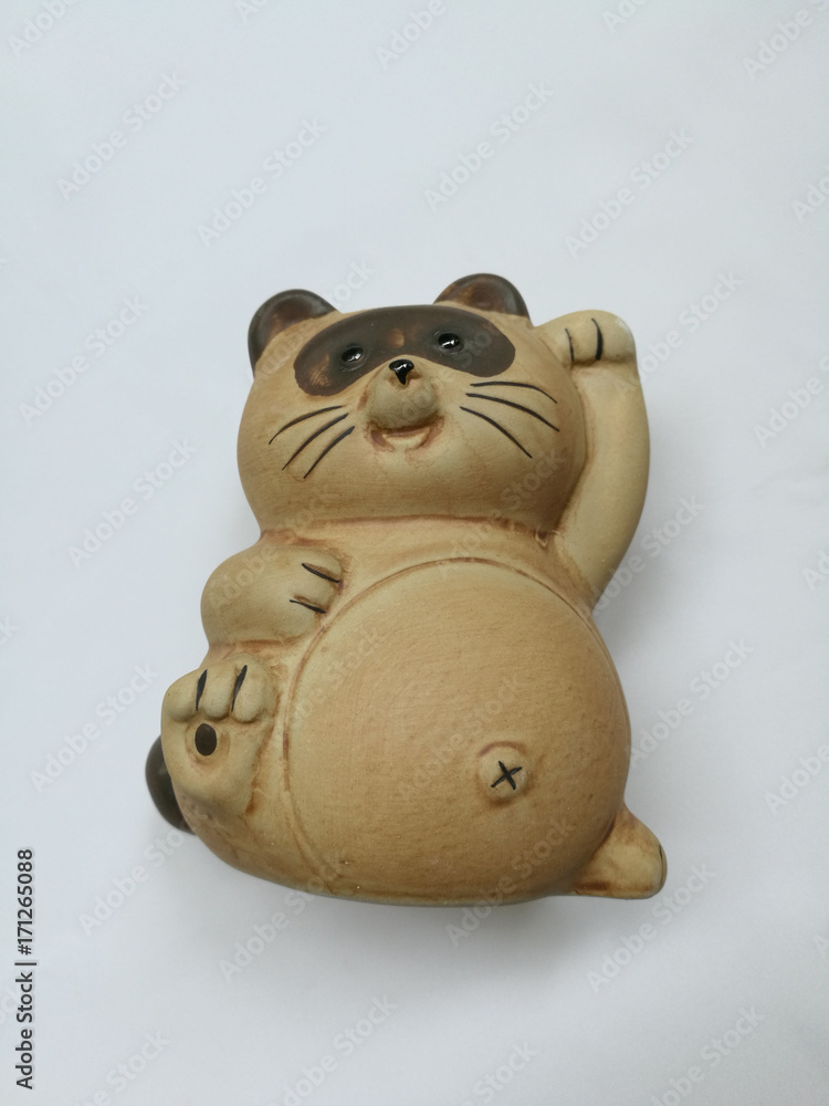 Fototapeta premium Luclky cat, ceramic doll