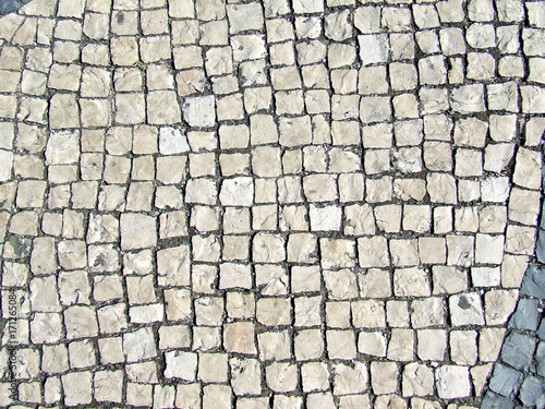 High angle cobblestone floor