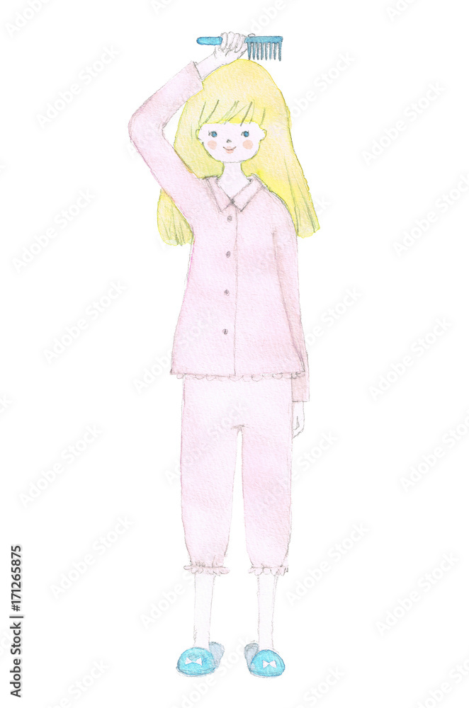くしで髪をとかす女性 Stock イラスト Adobe Stock くしで髪をとかす女性 Stock イラスト Adobe Stock