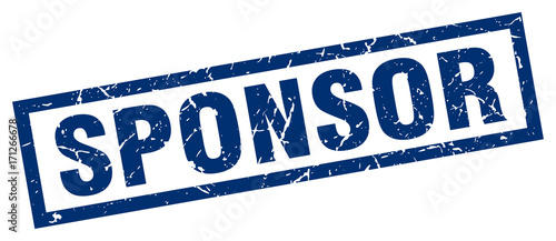 square grunge blue sponsor stamp