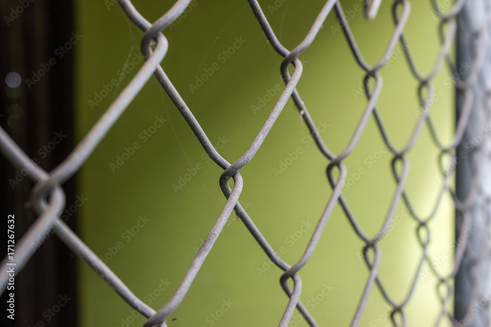 Close up chain link fence. Metal mesh. Selective focus Close up chain link fence. Metal mesh. Selective focus