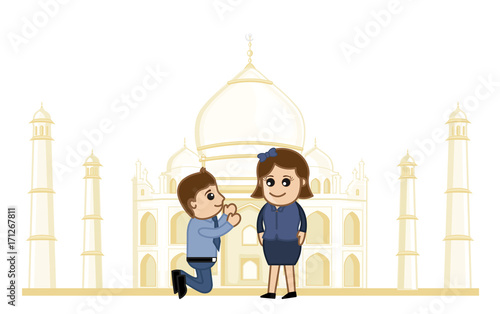 Boy Proposing a Girl on Tajmahal