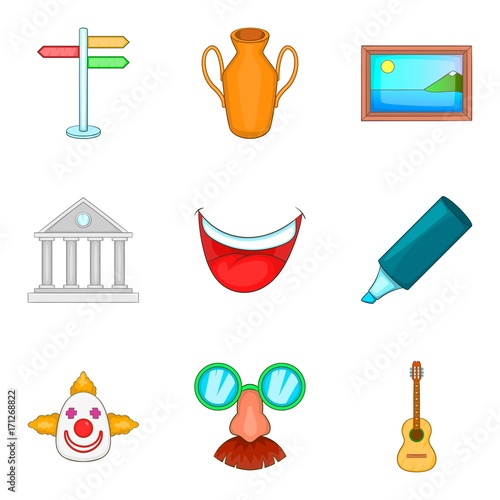 Activist icons set, cartoon style