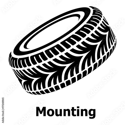 Tire icon, simple black style