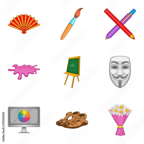Portrayal icons set, cartoon style
