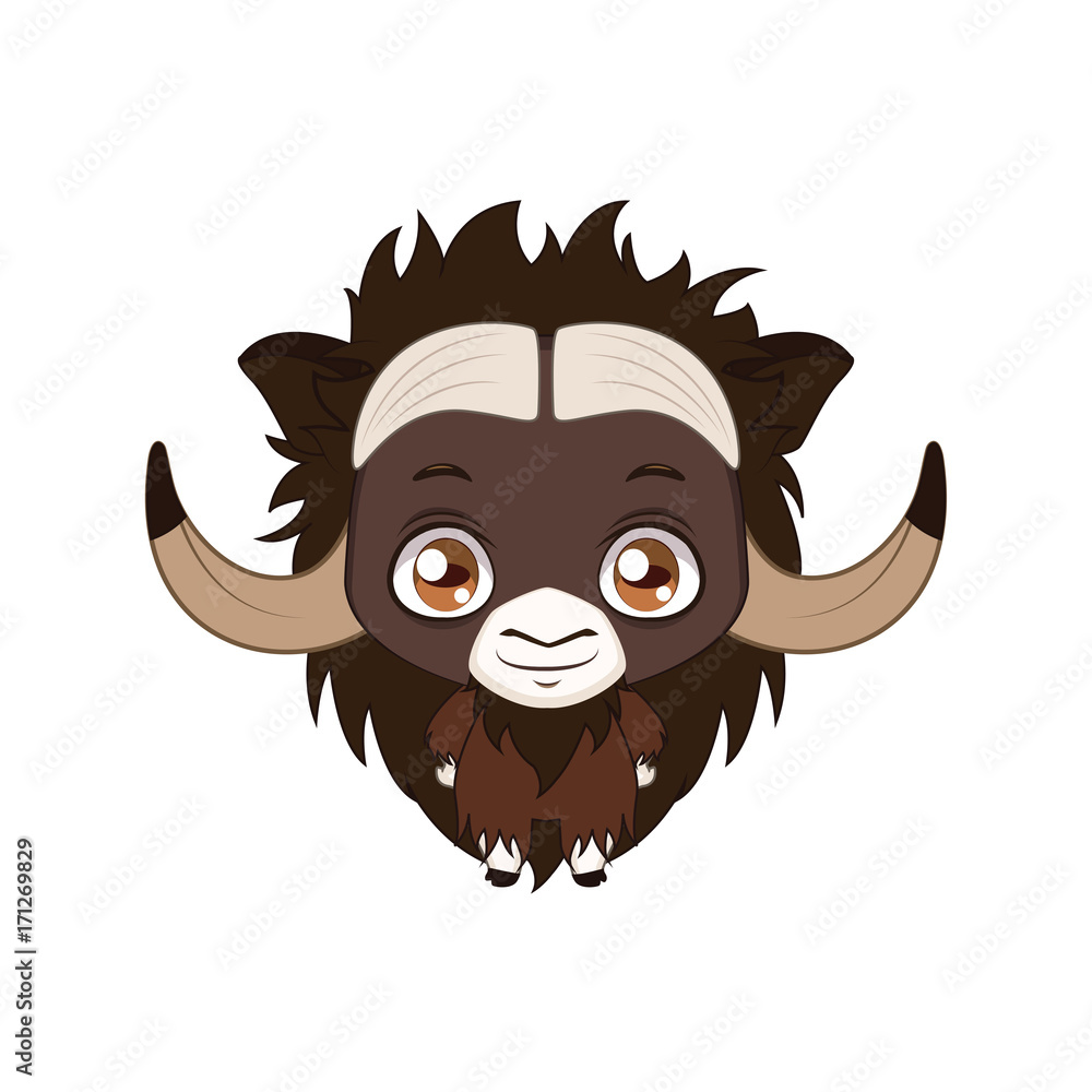 Naklejka premium Cute stylized cartoon musk ox illustration ( for fun educational purposes, illustrations etc. )