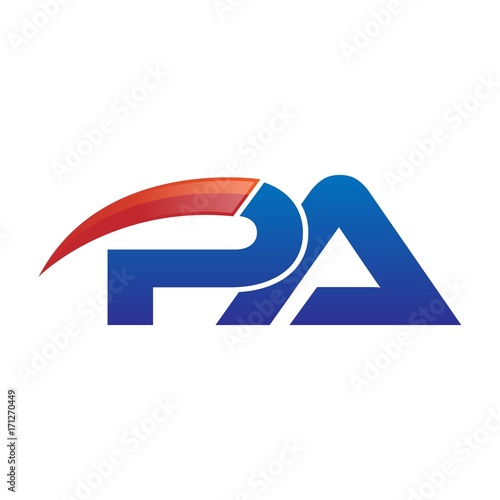 modern vector initial letters logo swoosh pa red blue