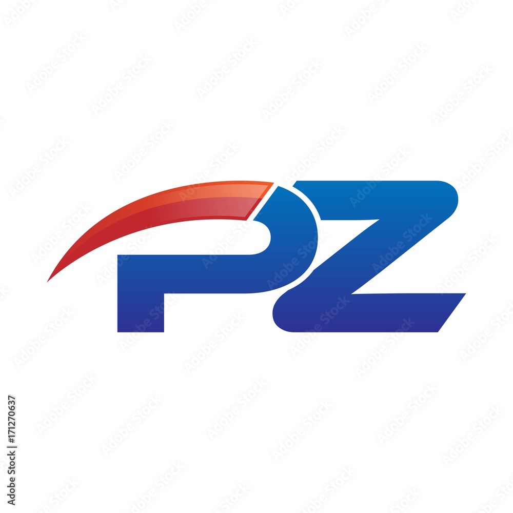 modern vector initial letters logo swoosh pz red blue modern vector initial letters logo swoosh pz red blue