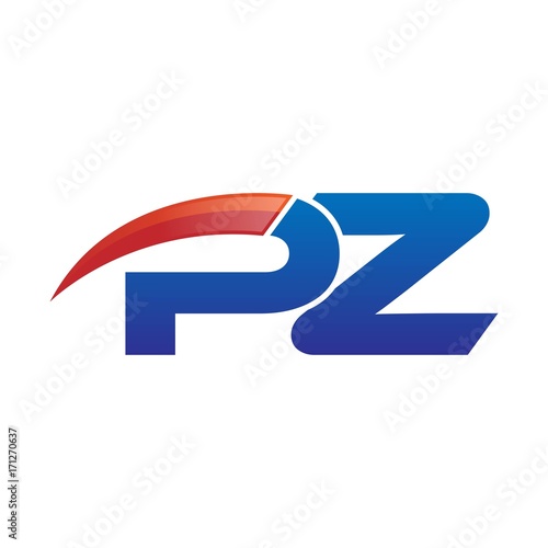 Free Download modern vector initial letters logo swoosh pz red blue - GFXLoad
