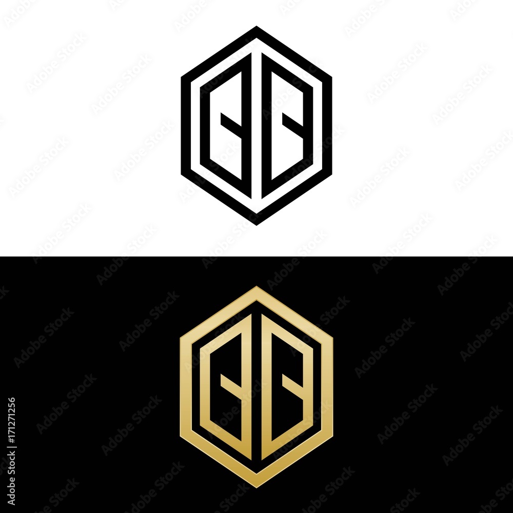 initial letters logo qq black and gold monogram hexagon shape vector initial letters logo qq black and gold monogram hexagon shape vector