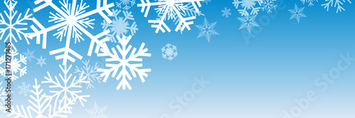 Vector banner,  blue winter background with ice and snow