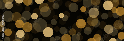 Vector banner, christmas tree, golden circles of light abstract background