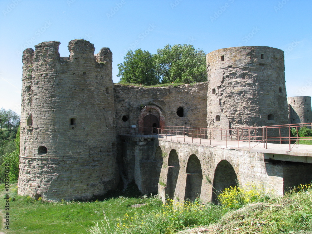 Fototapeta premium Koporje - an ancient fortress of the 15th century in the north of Russia.
