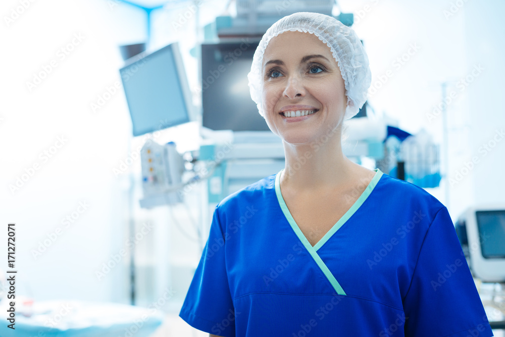 Amazing medical worker feeling happiness Amazing medical worker feeling happiness