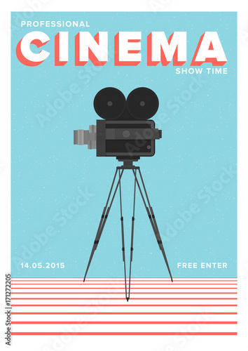 Poster or flyer template for professional cinema show time or movie premiere ...