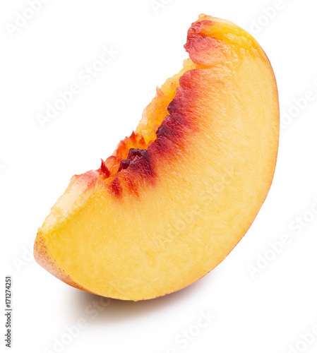 peach slice isolated on a white background