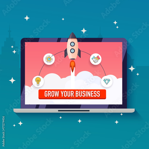 Grow your business concept. Flat design modern vector illustration.