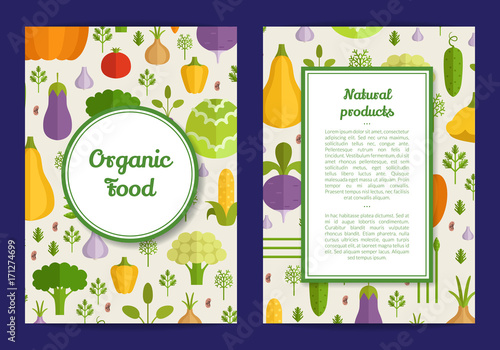 Vector flat vegetables vegan, healthy food card, brochure, flyer template