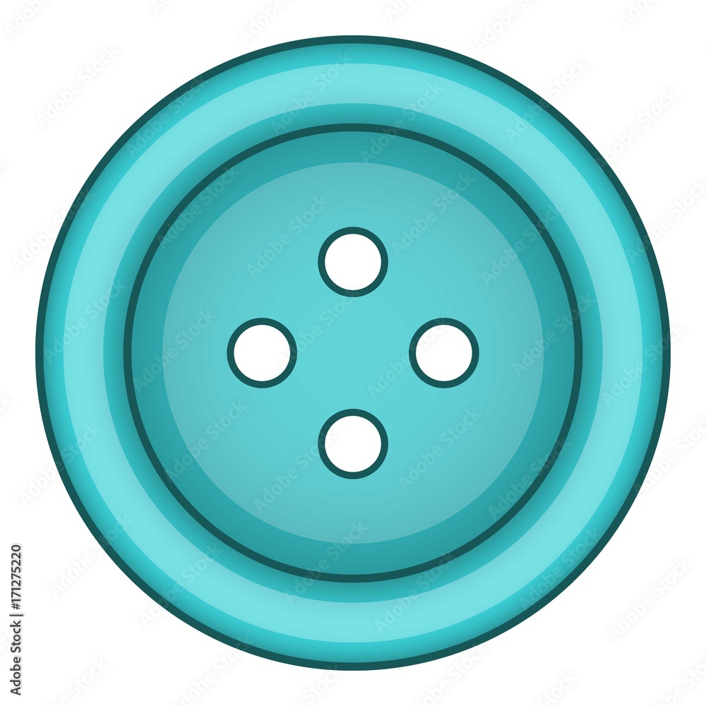 Blue cloth button icon, cartoon style Blue cloth button icon, cartoon style