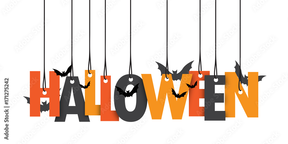 Fototapeta premium HALLOWEEN Hanging Letters with Bats