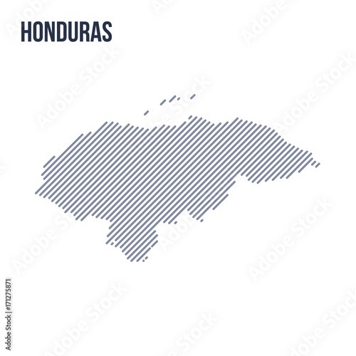 Vector abstract hatched map of Honduras with oblique lines isolated on a white background.