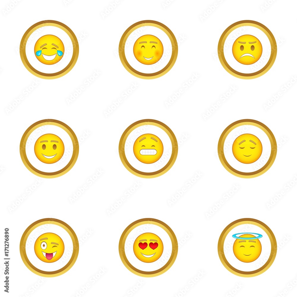 People emoticons icons set, cartoon style People emoticons icons set, cartoon style