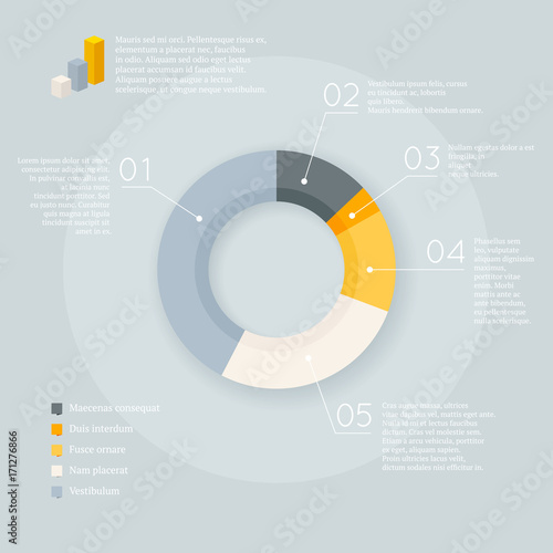 Stylish simple pie donut chart diagram vector template