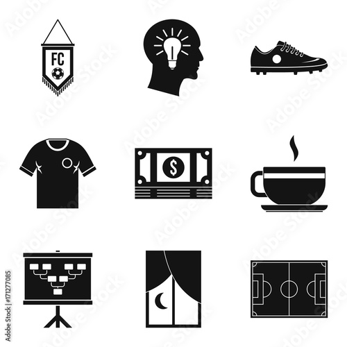 Soccer team icon set, simple style