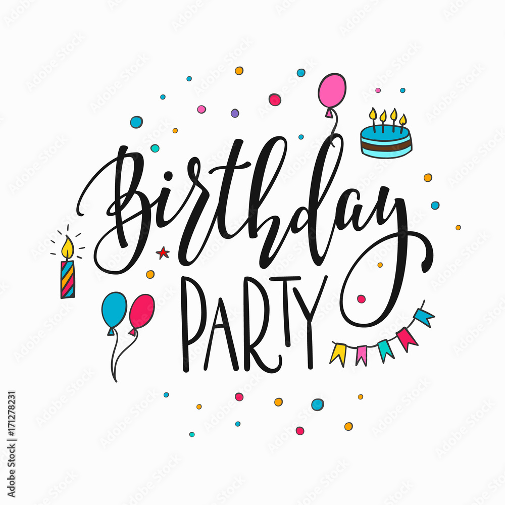 Happy Birthday Party lettering typography