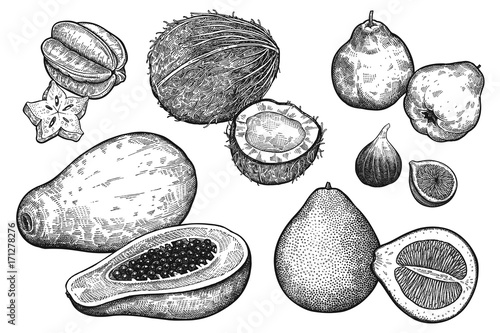Fruit and nuts set.