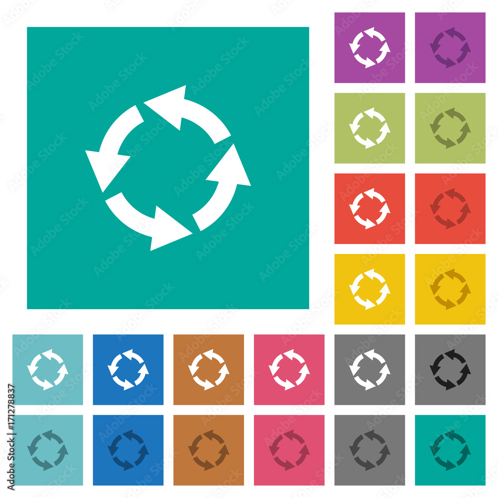 Rotate left square flat multi colored icons Rotate left square flat multi colored icons