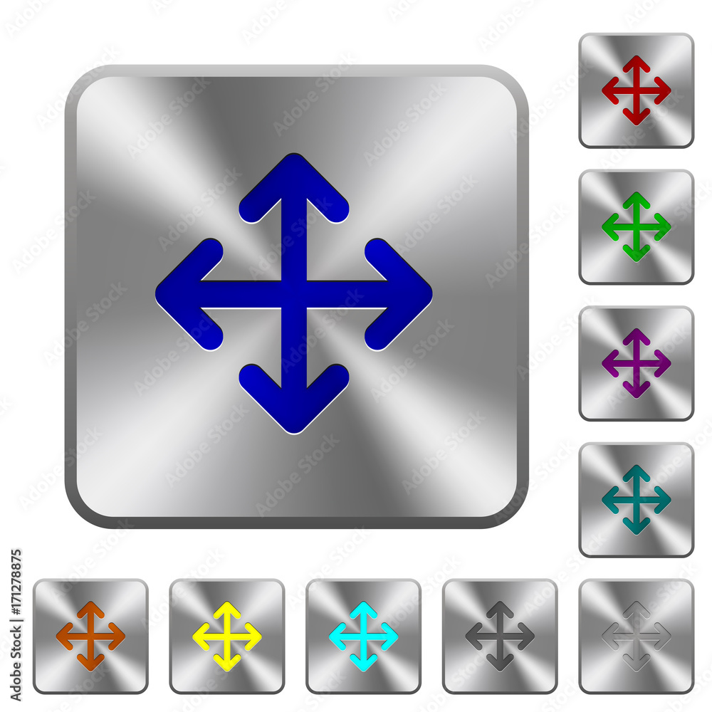 Fototapeta premium Move arrows rounded square steel buttons
