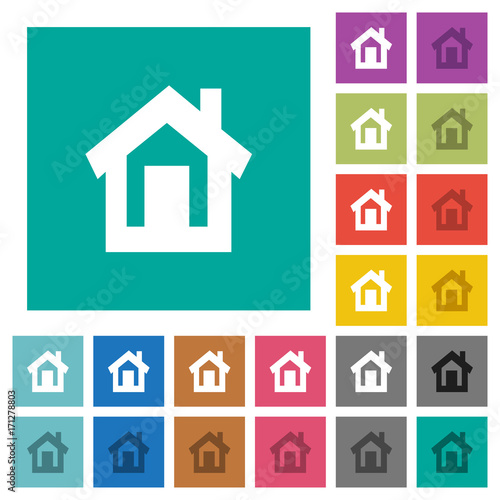 Home square flat multi colored icons