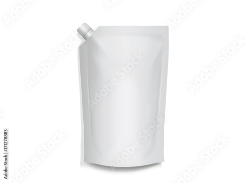 Single blank food or drink pouch bag on white background vector