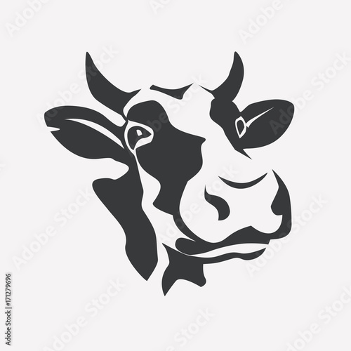 holstein smiling cow portrait stylized vector symbol
