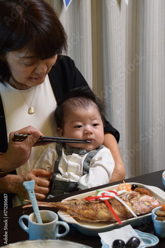 Baby's first meal,Okuizome(Traditional Japanese celebrations),Celebration dish,100 days after birth